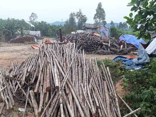 Nguyên liệu nằm la liệt xung quanh lò đốt