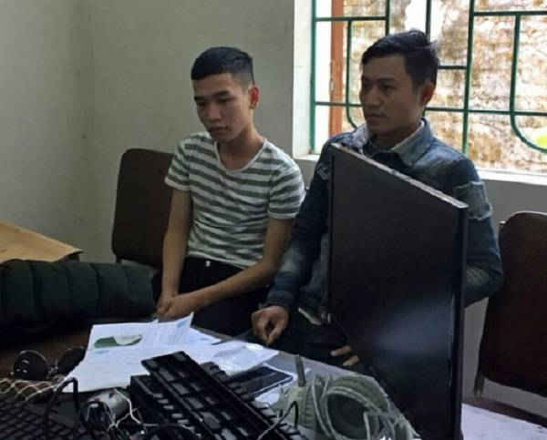 Hai đối tượng Phan Anh Tuấn và Hà Văn Đức sau khi bị bắt