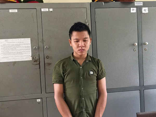 Đối tượng Hà Thế Anh tại cơ quan công an