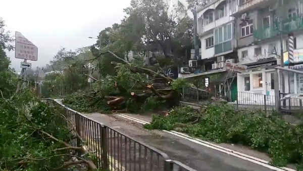 Toàn cảnh thiệt hại do siêu bão Mangkhut ở Hồng Kông, Trung Quốc vào ngày 16/9/2018