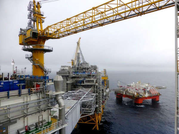 Quang cảnh giàn khoan dầu của Equinor tại mỏ dầu Johan Sverdrup ở Biển Bắc, Na Uy vào ngày 22/8/2018. Ảnh: Nerijus Adomaitis