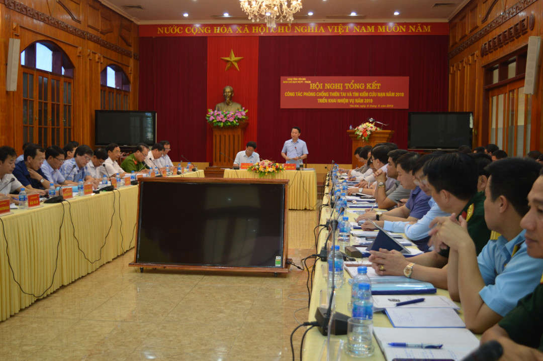 Toàn cảnh hội nghị sáng ngày 8/5 hội nghị tổng kết công tác PCTT-TKCN năm 2018 và triển khai nhiệm vụ năm 2019.