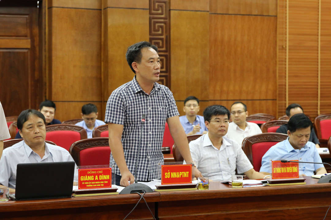Đại biểu đóng góp ý kiến cho dự thảo Báo cáo tình hình thực hiện nhiệm vụ phát triển kinh tế - xã hội, đảm bảo quốc phòng - an ninh năm 6 tháng đầu năm và mục tiêu, nhiệm vụ 6 tháng cuối năm 2019.