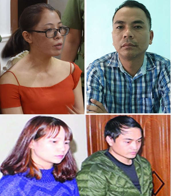 Các đối tượng Hương, Sơn, Nhàn, Tuấn Anh trong đường dây ( ảnh Công an Thanh Hóa)