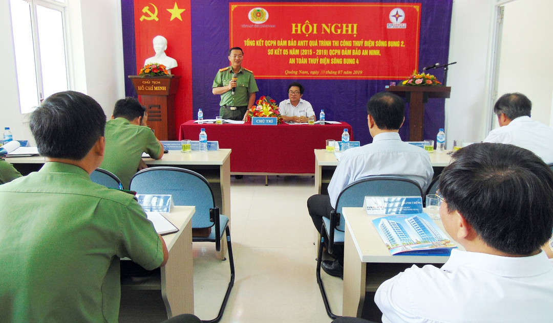 Hội nghị tổng kết QCPH đảm bảo ANTT quá trình thi công thủy điện Sông Bung 2 và sơ kết 5 năm (2015-2019) QCPH đảm bảo an ninh, an toàn thủy điện Sông Bung 4