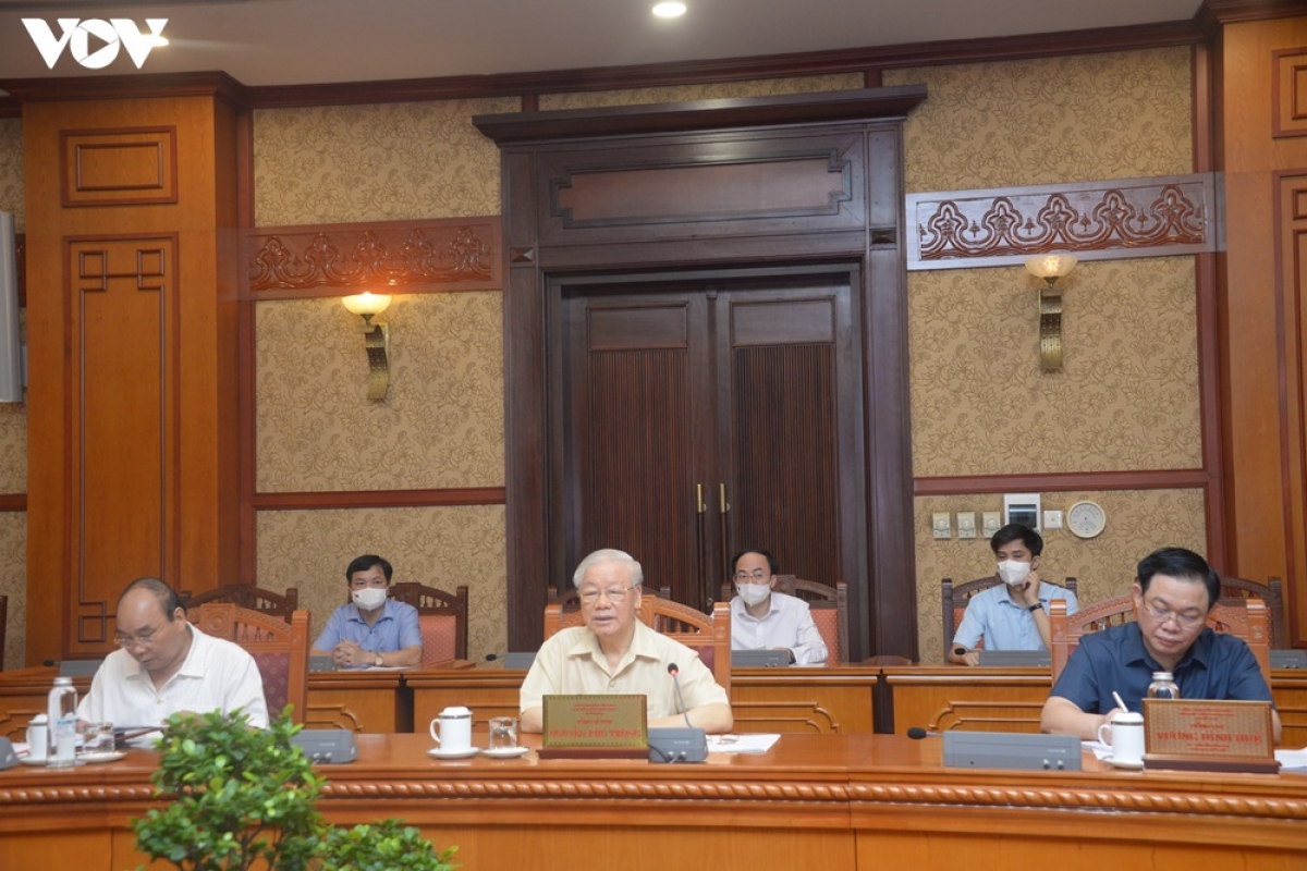 Tổng Bí thư Nguyễn Phú Trọng phát biểu tại buổi làm việc