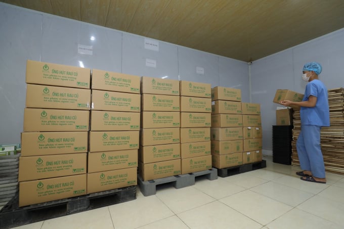 Các sản phẩm ống hút của HTX Dịch vụ nông nghiệp Sông Hồng không chỉ tiêu thụ rất tốt tại thị trường nội địa mà đã xuất khẩu. Ảnh: MP.