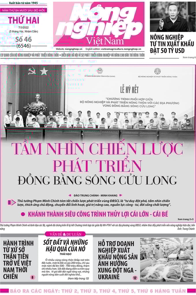 Tổng hợp tin tức báo giấy trên Báo Nông nghiệp Việt Nam số 46 ra ngày 7/3/2022