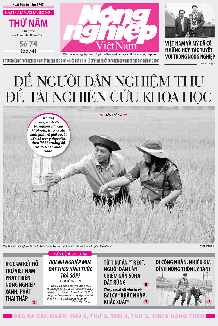 Tổng hợp tin tức báo giấy trên Báo Nông nghiệp Việt Nam số 74 ra ngày 14/4/2022