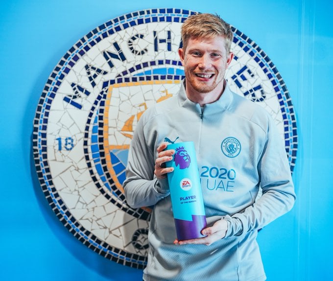 Kevin De Bruyne là cầu thủ xuất sắc nhất Premier League. Ảnh: Premier League.