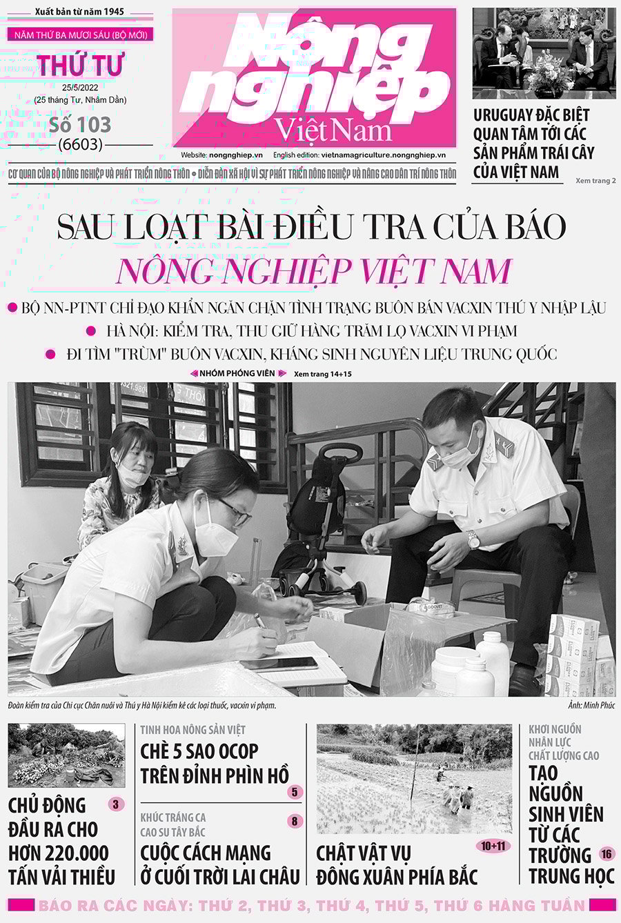 Tổng hợp tin tức báo giấy trên Báo Nông nghiệp Việt Nam số 103 ra ngày 25/5/2022