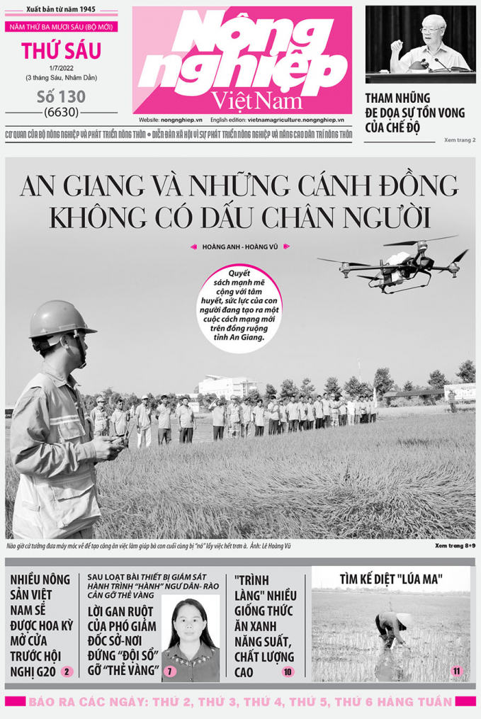 Tổng hợp tin tức báo giấy trên Báo Nông nghiệp Việt Nam số 130 ra ngày 1/7/2022