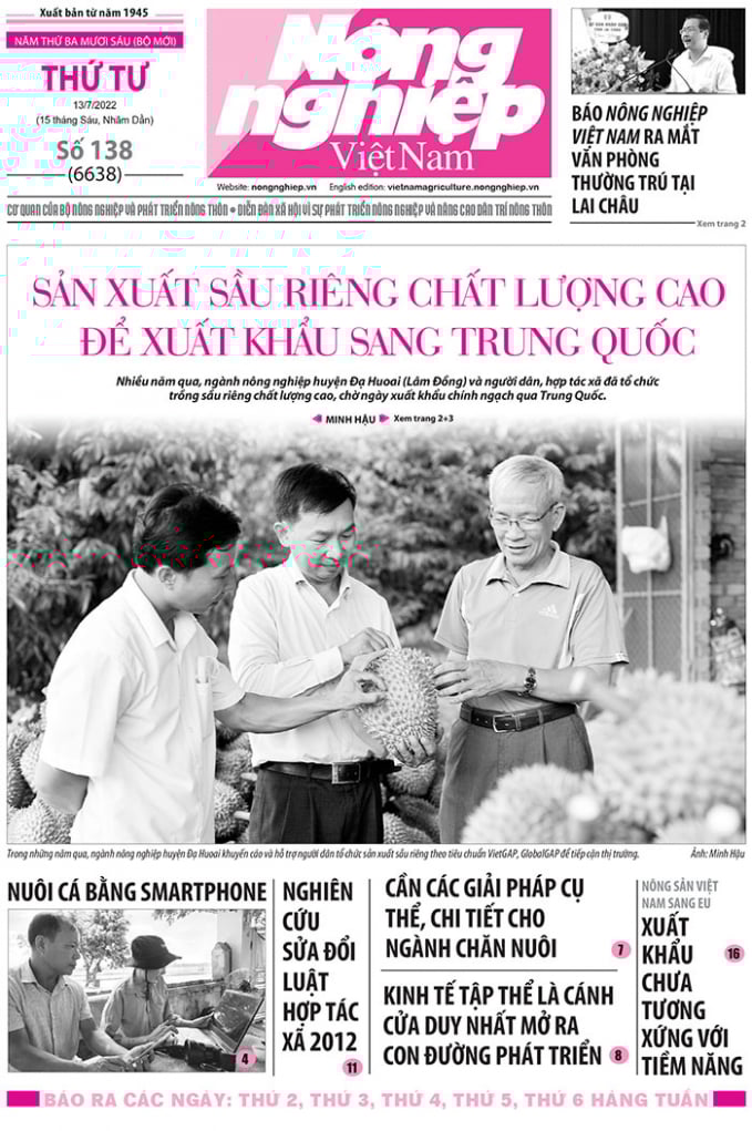 Tổng hợp tin tức báo giấy trên Báo Nông nghiệp Việt Nam số 138 ra ngày 13/7/2022
