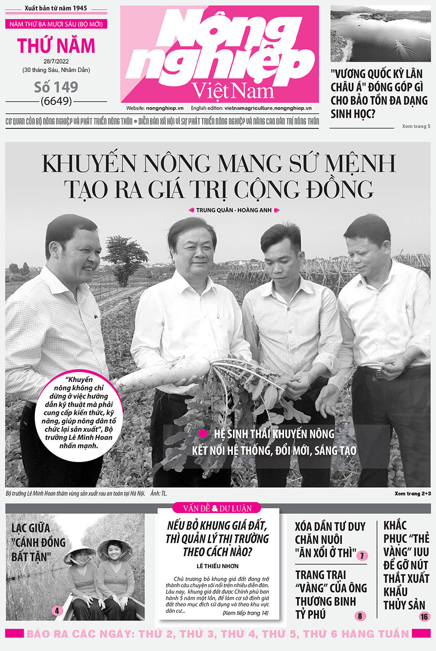 Tổng hợp tin tức báo giấy trên Báo Nông nghiệp Việt Nam số 149 ra ngày 28/7/2022