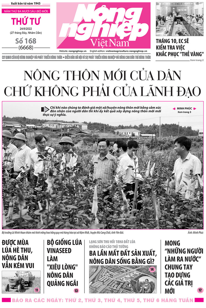 Tin nông nghiệp chuyên sâu trên báo in ra ngày hôm nay 24/8/2022