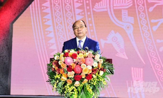 z3693839756010_714ae063ed6f25ad70d81f189f96631a-224449_163.jpg Chủ tịch nước Nguyễn Xuân Phúc phát biểu tại buổi lễ. Ảnh: Đào Thanh.