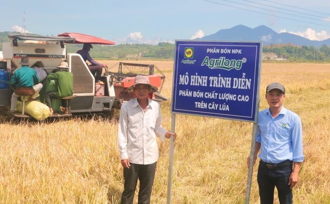 phan-bon-hoang-long-vina-094016_71.jpg Mô hình trình diễn phân bón Hoàng Long Vina nhãn hiệu Agrilong. Ảnh: KS.