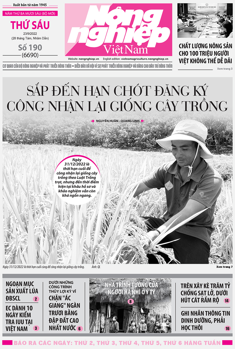 Tin nông nghiệp nổi bật trên số 190, báo Nông nghiệp Việt Nam ngày 23/9/2022