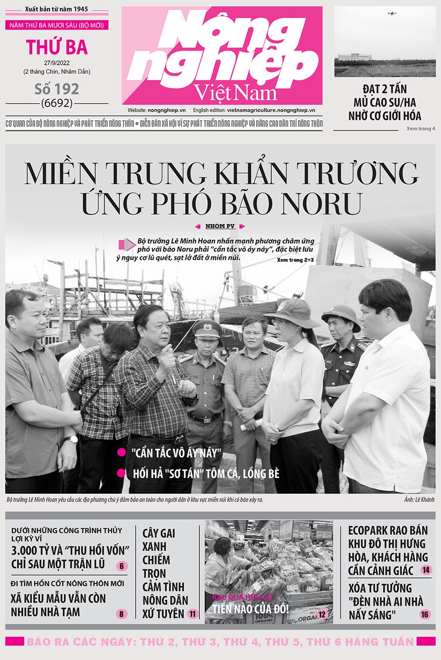 Tin nông nghiệp nổi bật trên số 192, báo Nông nghiệp Việt Nam ngày 27/9/2022