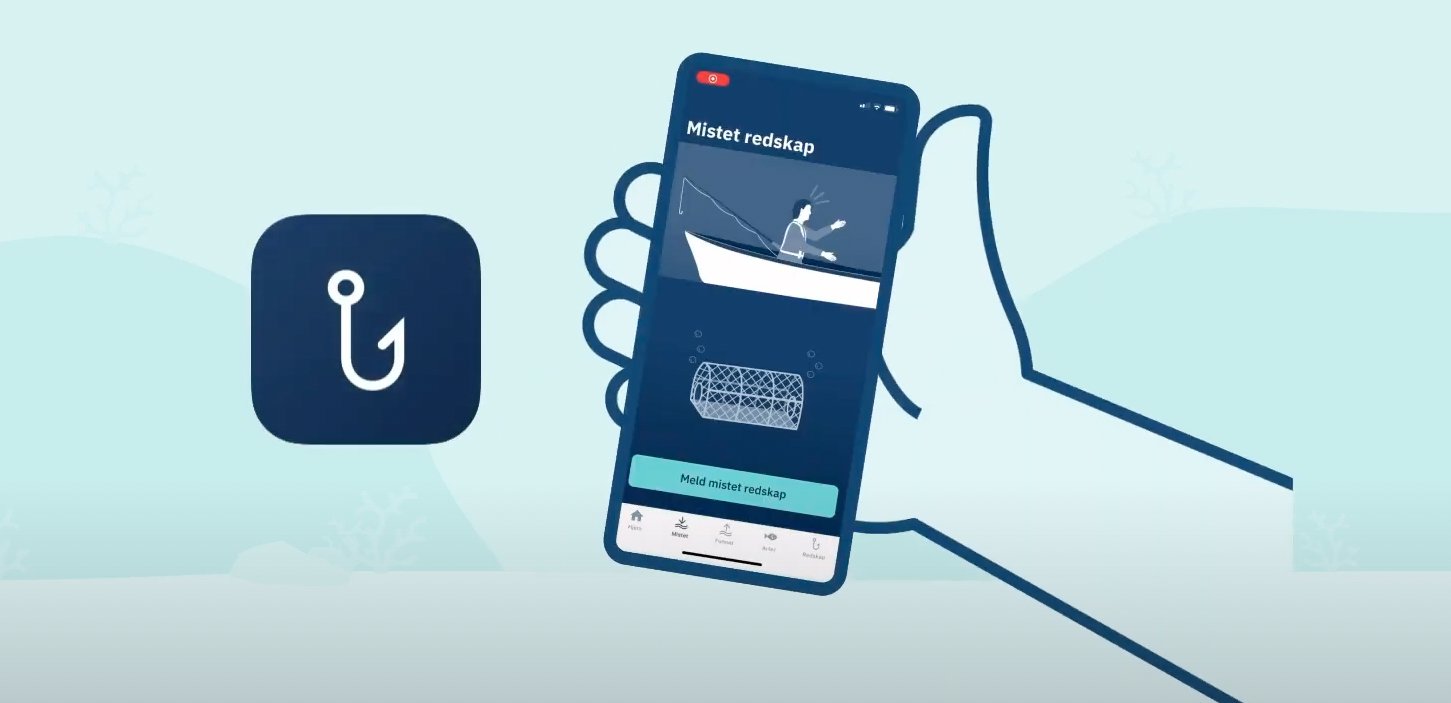 cach-lam-giam-that-lac-bay-cua-o-na-uy-155412_789.jpeg Một ứng dụng (App) dùng để báo cáo mất bẫy cua tại Na Uy. Ảnh cắt từ video của Fiskeridirektoratet.