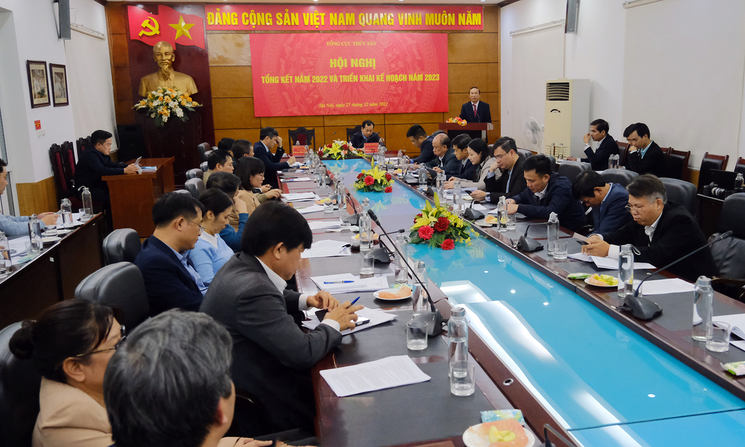 thanh-tuu-xuat-khau-la-co-so-trien-khai-ke-hoach-nam-2023-172556_230.jpg Thứ trưởng Phùng Đức Tiến đánh giá, năm 2023 sẽ có nhiều thách thức với ngành thủy sản. Ảnh: Bá Thắng.