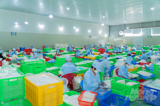 Bên trong khu sản xuất bánh tráng siêu mỏng của công ty Tân Nhiên. Ảnh: Trần Trung.