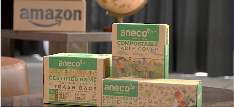 Các sản phẩm phân huỷ sinh học AnEco được bán trên sàn thương mại điện tử của Amazon.