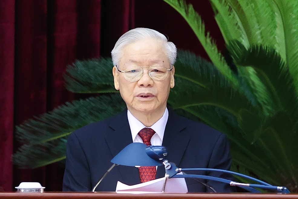 tbt-181106_266.jpg Tổng Bí thư Nguyễn Phú Trọng nhấn mạnh, lấy phiếu tín nhiệm giúp các cán bộ 'tự soi', 'tự sửa'. Ảnh: VGP.