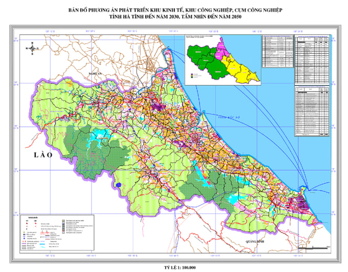 quy-hoach-kkt-095503_322.jpeg Bản đồ phương án phát triển khu kinh tế, khu công nghiệp, cụm công nghiệp đến năm 2030, tầm nhìn đến 2050. Ảnh: Thanh Nga.