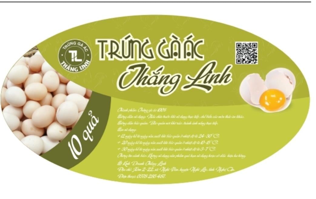 Logo thương hiệu sản phẩm trứng gà ác hộ Thắng Linh. 