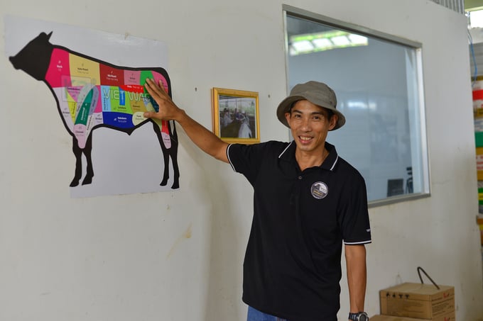 According to Mr. Nguyen Tri Duc Vu, the price of Kobe VN Beef Corporation's wagyu beef products ranges from 2.8 to 4.2 million VND per kilogram. Photo: Minh Hau.