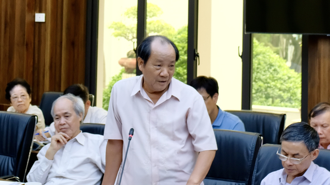 69b4a229-1ace-4560-98f6-39f791d5af4d-34707-000004060af536d3-2-174032_671.jpg Nguyên Thứ trưởng Bộ NN-PTNT, Chủ tịch Tổng hội NN-PTNT Việt Nam Hồ Xuân Hùng phát biểu tại buổi họp. Ảnh: Quỳnh Chi.