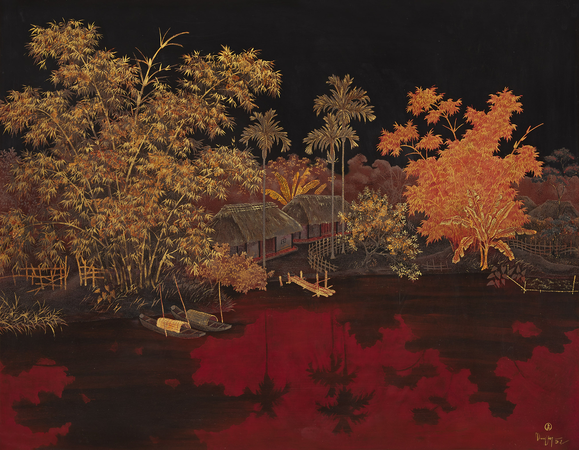 4-lang-ven-song-1952-51x65cm-suu-tap-nguyen-quynh-lam-150739_987.jpg 'Làng ven sông'.