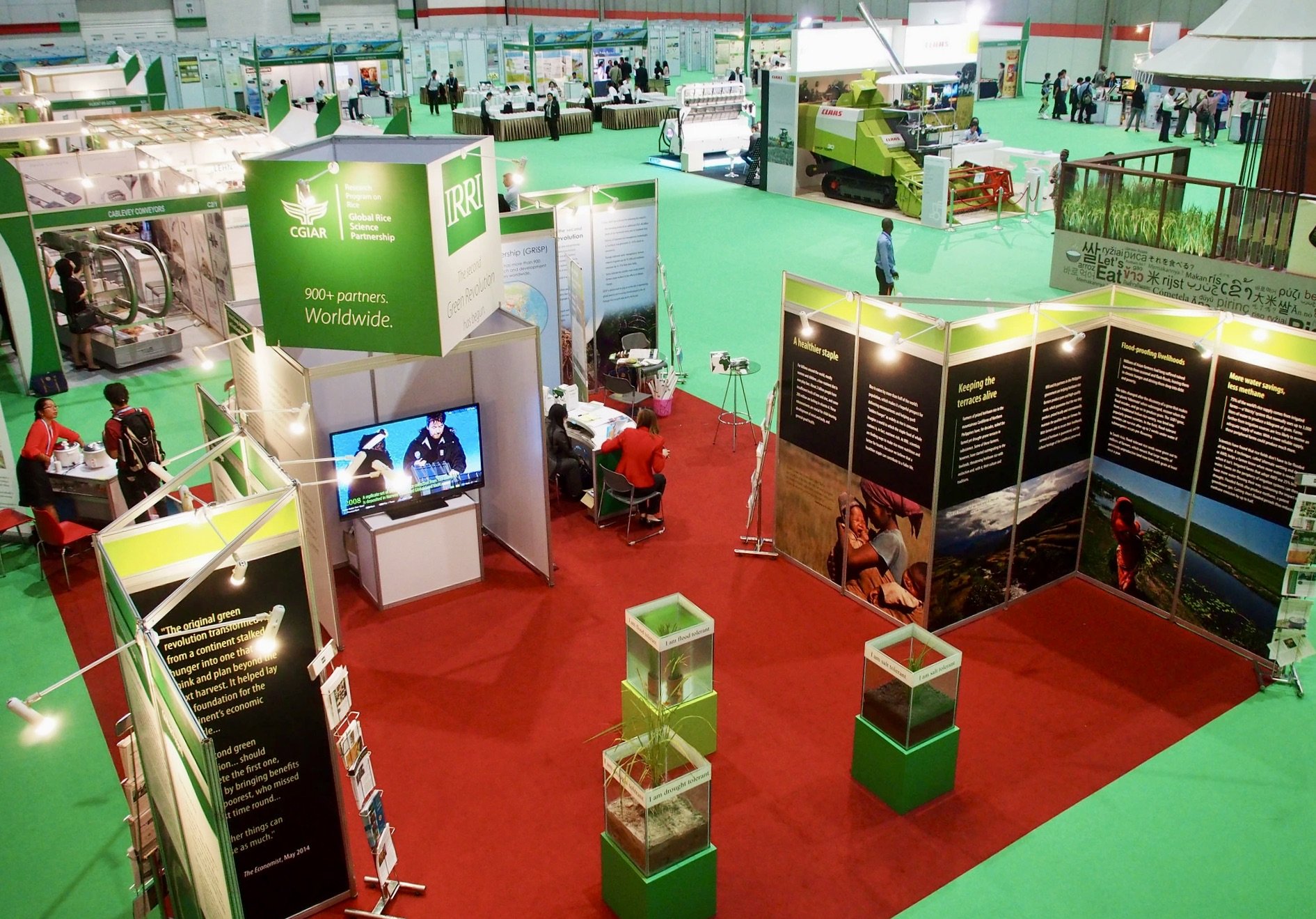 Exhibition hall at the 4th International Rice Congress in Thailand, 2014.