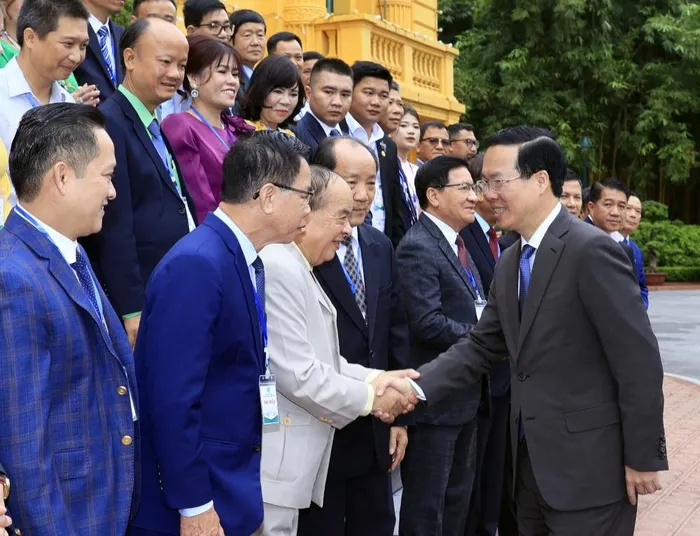 nn-ptnt-152018_769.jpg Chủ tịch nước Võ Văn Thưởng đánh giá cao các doanh nghiệp nông nghiệp có đóng góp, thúc đẩy phát triển kinh tế tuần hoàn. Ảnh: VOV.