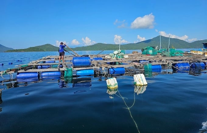 Vùng nuôi tôm hùm ở xã Vạn Thạnh, huyện Vạn Ninh. Ảnh: KS.