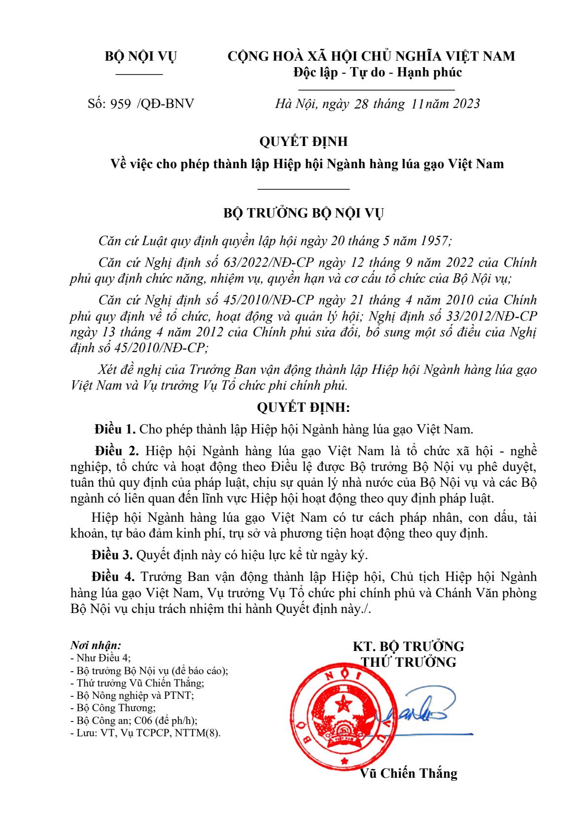 thanh-lap-hiep-hoi-nganh-hang-lua-gao-viet-nam-072312_348.jpg Quyết định số 959 về việc cho phép thành lập Hiệp hội Ngành hàng lúa gạo Việt Nam.