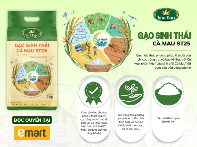 Đặc sản gạo sinh thái Cà Mau mà Công ty King Green (Vua Gạo) mang đến giới thiệu tại Festival lúa gạo quốc tế lần này. Ảnh: TL.