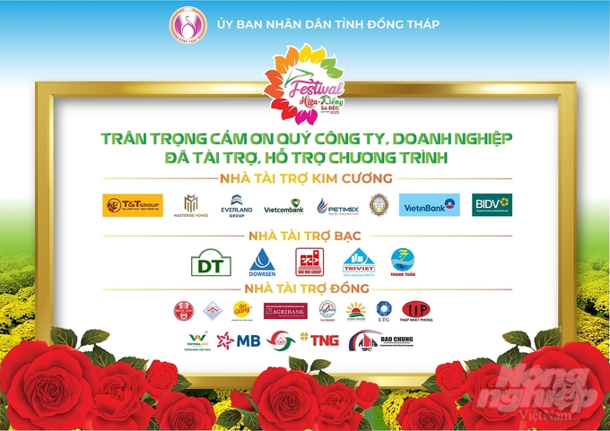Các nhà tài trợ cho Festival Hoa - Kiểng Sa Đéc lần thứ I năm 2023. Ảnh: BTC.