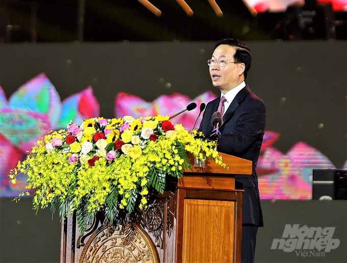 Chủ tịch nước Võ Văn Thưởng đã chỉ đạo và gợi mở nhiều vấn đề để tỉnh Hậu Giang tiếp tục bứt phá, phát triển mạnh mẽ hơn nữa trong giai đoạn mới. Ảnh: Trung Chánh.