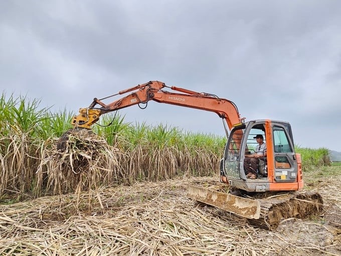 Mr. Che invested billions of dong to purchase machinery for sugarcane growing. Photo: Quoc Toan.
