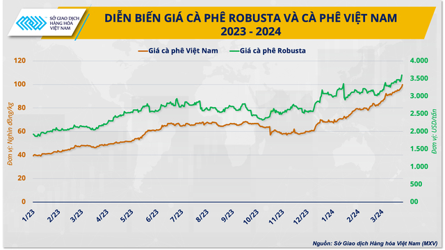 Coffee price developments in the Vietnamese market.