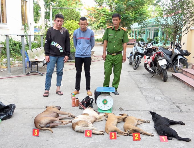 c1428t01-163122_177.jpg Các đối tượng và tang vật tại cơ quan công an.