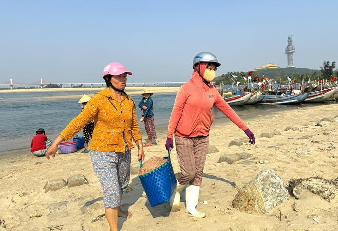 1-101841_944.jpg Những giỏ ruốc biển tươi rói được vận chuyển lên bờ để nhập cho thương lái. Ảnh: L.K.
