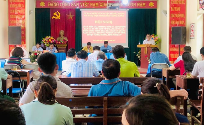 z5429376614707_14a8965ec4bbfb7d51870fc5c526bb12-233536_0.jpg Tất cả những người tham dự đều phản đối dự án khai thác hầm lò quặng vàng gốc của Công ty Thủ Đô. Ảnh: Người dân cung cấp.