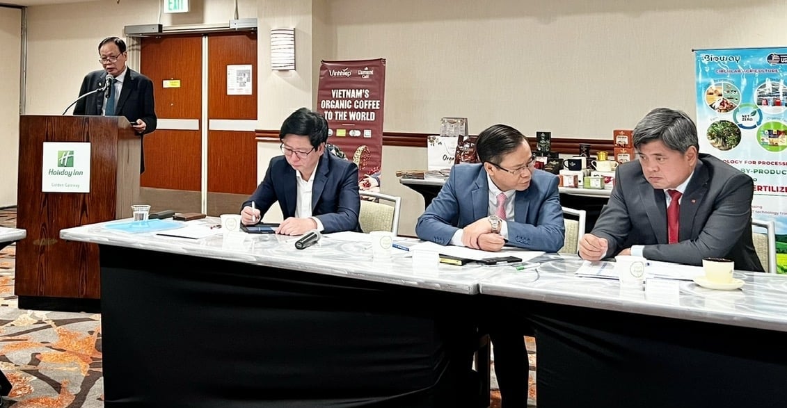 Ông Nguyễn Như Tiệp, Cục trưởng Cục Chất lượng, Chế biến và Phát triển thị trường nông sản phát biểu về kết nối chuỗi cung ứng nông lâm thủy sản Việt Nam - Hoa Kỳ. Ảnh: ICD.