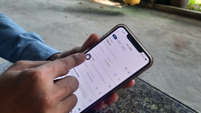z5423133905478_2c4b336e6267ad4f7d0e2c1d88827a66-160126_119.jpg Ứng dụng FarmGo trên điện thoại thông minh. Ảnh: Nguyễn Thành.