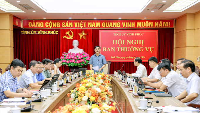 21062024btvutinhuy62-103916_710.jpg Bí thư Tỉnh ủy Vĩnh Phúc Dương Văn An phát biểu chỉ đạo tại hội nghị BTV Tỉnh ủy. Ảnh: CTTĐT VP.