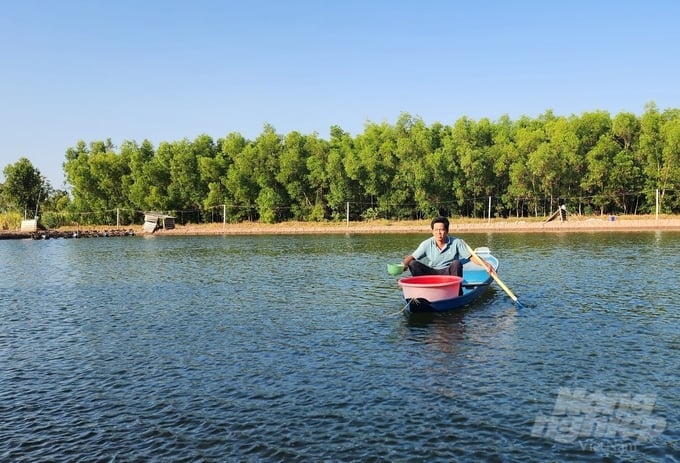 The progress of brackish water shrimp farming in 2024 in Cu Lao Dung district is slower than last year's. Photo: Van Vu.