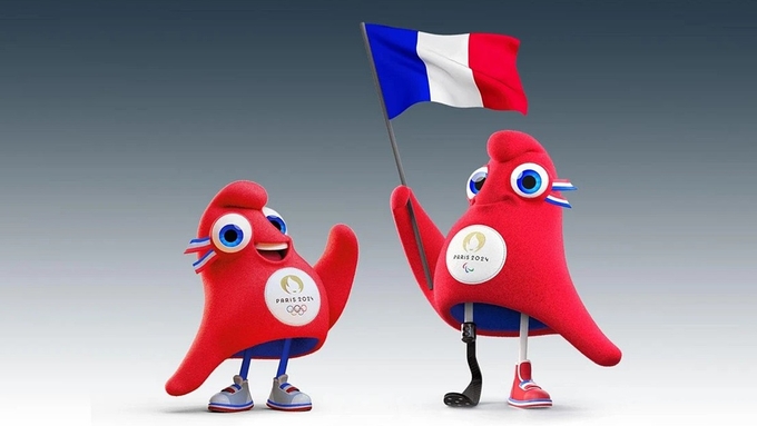 paris_2024-142403_316.jpg Olympic Phryge (trái) - linh vật chính thức của Olympics Paris 2024 và Paralympic Phryge (phải) - Linh vật chính thức của Thế vận hội Người khuyết tật Mùa hè 2024.
